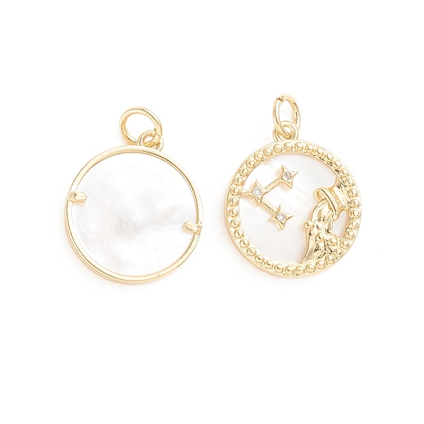 PandaHall Brass Micro Pave Cubic Zirconia Pendants, with Natural Shell and Jump Ring, Flat Round with Twelve Constellations, Golden..., Clear
PandaHall Brass Micro Pave Cubic Zirconia Pendants, with Natural Shell and Jump Ring, Flat Round with Twelve Constellations, Golden..., Clear