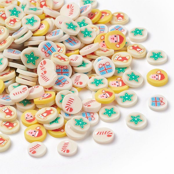 PandaHall Christmas Theme Handmade Polymer Clay Cabochons, Flat Round with Candy Cane, Mixed Color, 9~11x2mm, about 4165pcs/1000g Polymer..., Multicolor
PandaHall Christmas Theme Handmade Polymer Clay Cabochons, Flat Round with Candy Cane, Mixed Color, 9~11x2mm, about 4165pcs/1000g Polymer..., Multicolor