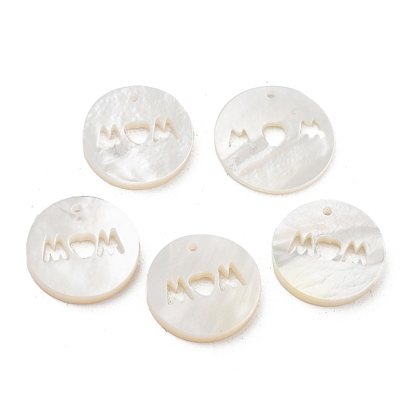 PandaHall Natural White Shell Pendants, Flat Round Charms with Word Mom, for Mother's Day, 15~16x1.4~1.8mm, Hole: 1mm White Shell Flat Round
PandaHall Natural White Shell Pendants, Flat Round Charms with Word Mom, for Mother's Day, 15~16x1.4~1.8mm, Hole: 1mm White Shell Flat Round