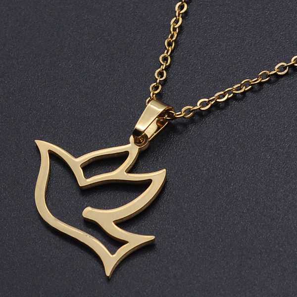 PandaHall 201 Stainless Steel Pendants Necklaces, with Cable Chains and Lobster Claw Clasps, Pigeon, Golden, 17.71 inch(45cm), 1.5mm 201...
PandaHall 201 Stainless Steel Pendants Necklaces, with Cable Chains and Lobster Claw Clasps, Pigeon, Golden, 17.71 inch(45cm), 1.5mm 201...