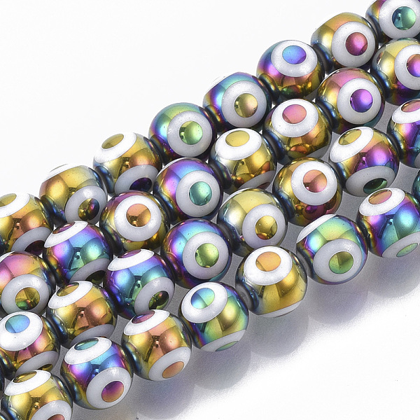 PandaHall Electroplate Glass Beads Strands, Round with Evil Eye Pattern, Colorful, 8x7.5mm, Hole: 1.2mm, about 40pcs/strand, 12.2 inch Glass...
PandaHall Electroplate Glass Beads Strands, Round with Evil Eye Pattern, Colorful, 8x7.5mm, Hole: 1.2mm, about 40pcs/strand, 12.2 inch Glass...
