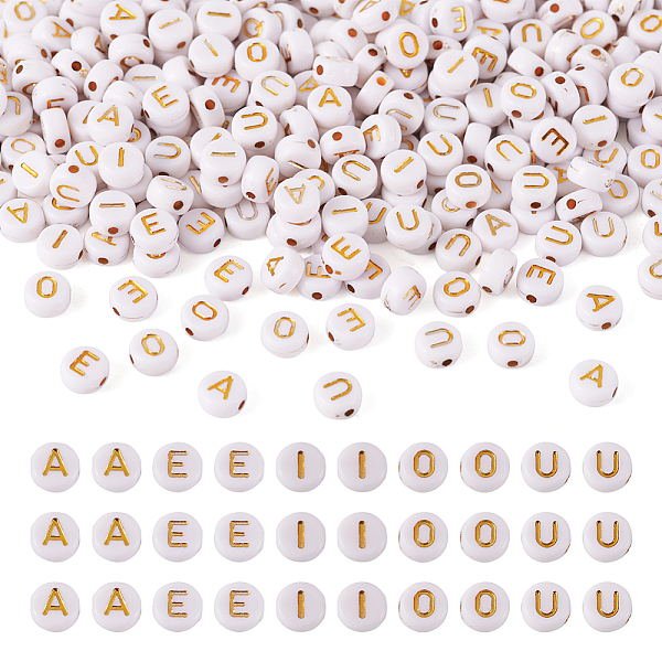 PandaHall 500Pcs 5 Style Plating Acrylic Beads, Golden Metal Enlaced, Flat Round with Alphabet, White, White, 7x3.5mm, Hole: 1.2mm...
PandaHall 500Pcs 5 Style Plating Acrylic Beads, Golden Metal Enlaced, Flat Round with Alphabet, White, White, 7x3.5mm, Hole: 1.2mm...