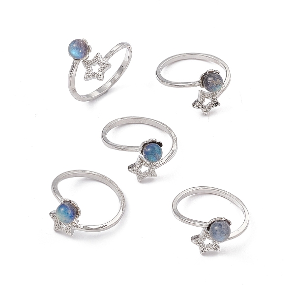 PandaHall Natural Labradorite Cuff Rings, Platinum Tone Brass Jewelry for Women, Round with Star, 2~7.5mm, Inner Diameter: 18mm Labradorite
PandaHall Natural Labradorite Cuff Rings, Platinum Tone Brass Jewelry for Women, Round with Star, 2~7.5mm, Inner Diameter: 18mm Labradorite