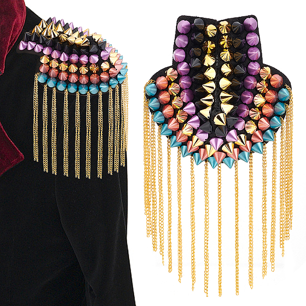 PandaHall 1 Pair Rivet Tassel Epaulets, Punk Shoulder Epaulettes with Metal Tassel Chains Colorful Rivet Shoulder Boards Badge for Men...
PandaHall 1 Pair Rivet Tassel Epaulets, Punk Shoulder Epaulettes with Metal Tassel Chains Colorful Rivet Shoulder Boards Badge for Men...