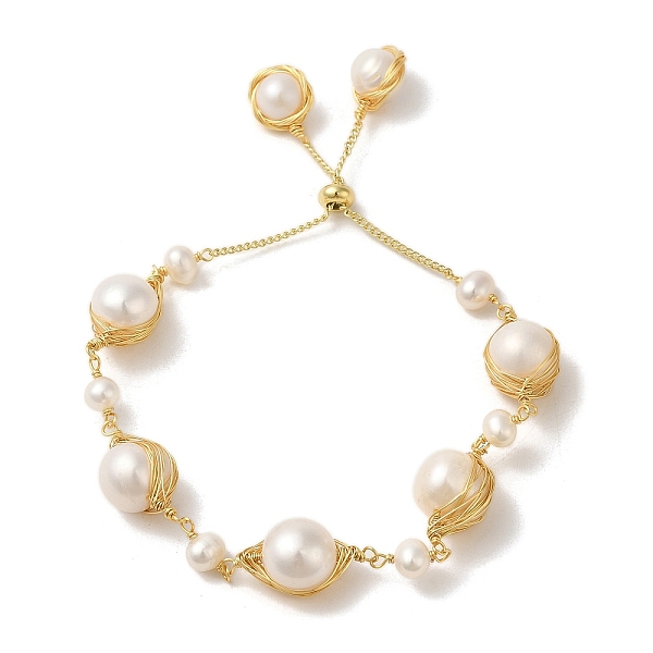 PandaHall Natural Pearl Links Silder Bracelets, Brass Wire Wrapped Bracelet, Real 14K Gold Plated, Inner Diameter: 2-1/4~2-7/8 inch...
PandaHall Natural Pearl Links Silder Bracelets, Brass Wire Wrapped Bracelet, Real 14K Gold Plated, Inner Diameter: 2-1/4~2-7/8 inch...