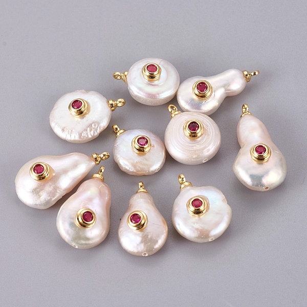 PandaHall Natural Cultured Freshwater Pearl Pendants, with Brass Micro Pave Cubic Zirconia Cabochons, Long-Lasting Plated, Real 18K Gold..., Pink
PandaHall Natural Cultured Freshwater Pearl Pendants, with Brass Micro Pave Cubic Zirconia Cabochons, Long-Lasting Plated, Real 18K Gold..., Pink