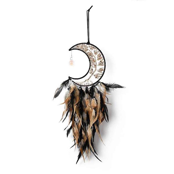 PandaHall Natural Fluorite Chips Beaded Moon with Feather Pendant Decorations, for Garden Home Ornament, Black, 740mm Feather Moon Black
PandaHall Natural Fluorite Chips Beaded Moon with Feather Pendant Decorations, for Garden Home Ornament, Black, 740mm Feather Moon Black