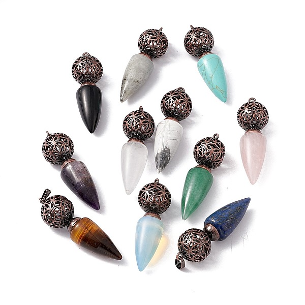 PandaHall Natural & Synthetic Mixed Stone Big Pendants, Cone Charms with Rack Plating Brass Hollow Ball, Red Copper, Cadmium Free & Lead...
PandaHall Natural & Synthetic Mixed Stone Big Pendants, Cone Charms with Rack Plating Brass Hollow Ball, Red Copper, Cadmium Free & Lead...