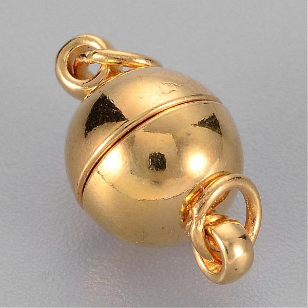 PandaHall Brass Magnetic Clasps with Loops, with Open Jump Rings, Nickel Free, Round, Golden, 14x8mm, Hole: 2mm Brass Round
PandaHall Brass Magnetic Clasps with Loops, with Open Jump Rings, Nickel Free, Round, Golden, 14x8mm, Hole: 2mm Brass Round