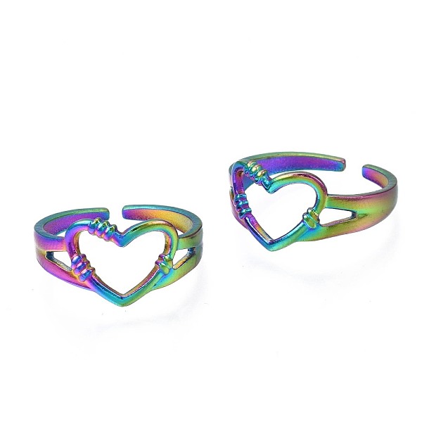 PandaHall 304 Stainless Steel Hollow Heart Cuff Ring, Rainbow Color Open Ring for Women, US Size 6 1/2(16.9mm) 304 Stainless Steel
PandaHall 304 Stainless Steel Hollow Heart Cuff Ring, Rainbow Color Open Ring for Women, US Size 6 1/2(16.9mm) 304 Stainless Steel