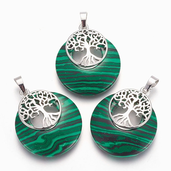 PandaHall Synthetic Malachite Pendants, with Platinum Tone Brass Findings, Flat Round with Tree of Life, 32.5~33x27.5~28x5~6mm, Hole: 5x7mm..., Green
PandaHall Synthetic Malachite Pendants, with Platinum Tone Brass Findings, Flat Round with Tree of Life, 32.5~33x27.5~28x5~6mm, Hole: 5x7mm..., Green