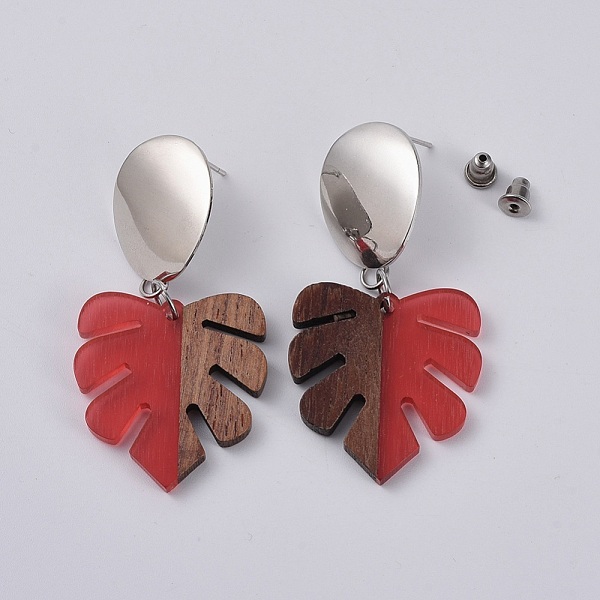PandaHall Ear Studs, with 304 Stainless Steel Findings, Brass Findings and Resin & Wood Pendants, Tropical Leaf Charms, Monstera Leaf, Mixed..., Multicolor
PandaHall Ear Studs, with 304 Stainless Steel Findings, Brass Findings and Resin & Wood Pendants, Tropical Leaf Charms, Monstera Leaf, Mixed..., Multicolor