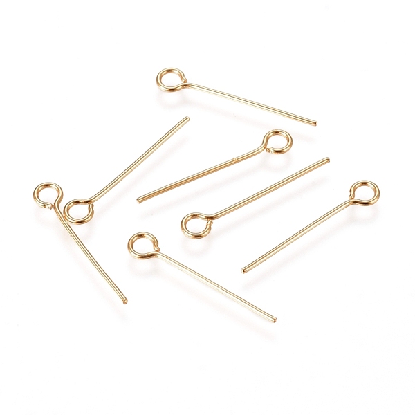 PandaHall 304 Stainless Steel Eye Pins, Golden, 17~18x0.6mm, Hole: 2mm 304 Stainless Steel
PandaHall 304 Stainless Steel Eye Pins, Golden, 17~18x0.6mm, Hole: 2mm 304 Stainless Steel