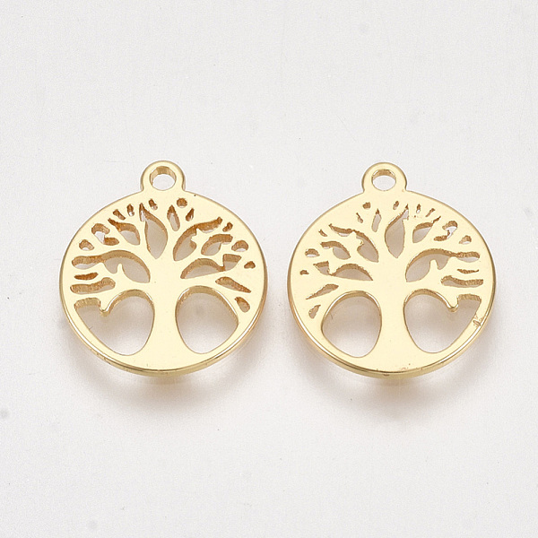 PandaHall Brass Charms, Flat Round with Tree, Nickel Free, Real 18K Gold Plated, 14x12x1mm, Hole: 1.2mm Brass Flat Round
PandaHall Brass Charms, Flat Round with Tree, Nickel Free, Real 18K Gold Plated, 14x12x1mm, Hole: 1.2mm Brass Flat Round