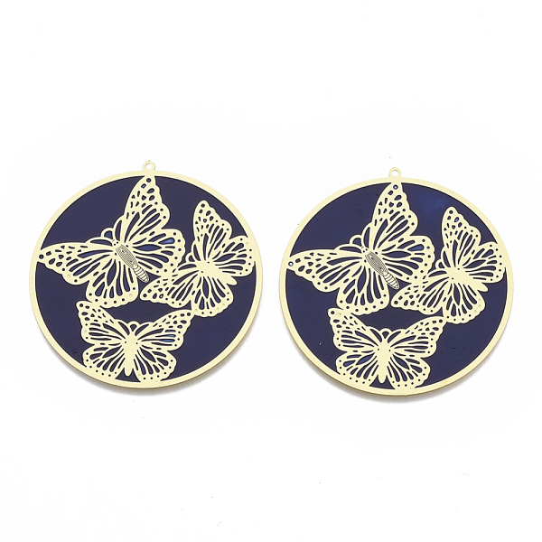 PandaHall Brass Enamel Pendants, Etched Metal Embellishments, Matte Gold Color, Flat Round with Butterfly, Midnight Blue, 49x47x0.3mm, Hole...
PandaHall Brass Enamel Pendants, Etched Metal Embellishments, Matte Gold Color, Flat Round with Butterfly, Midnight Blue, 49x47x0.3mm, Hole...
