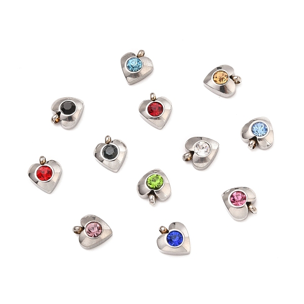 PandaHall 304 Stainless Steel Charms, with Acrylic Rhinestone, Faceted, Birthstone Charms, Heart, Stainless Steel Color, Mixed Color..., Multicolor
PandaHall 304 Stainless Steel Charms, with Acrylic Rhinestone, Faceted, Birthstone Charms, Heart, Stainless Steel Color, Mixed Color..., Multicolor