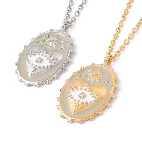 PandaHall Oval with Evil Eye Enamel Pendant Necklace with Crystal Rhinestone, 304 Stainless Steel Jewelry for Women, Mixed Color, 15.75 inch..., Yellow
PandaHall Oval with Evil Eye Enamel Pendant Necklace with Crystal Rhinestone, 304 Stainless Steel Jewelry for Women, Mixed Color, 15.75 inch..., Yellow