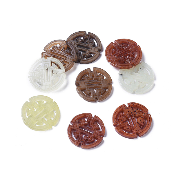 PandaHall Chinese Style, Carved Natural Jade Pendants, Dyed, Longevity, Mixed Color, 23~25x2.5~3mm Other Jade Flat Round Multicolor
PandaHall Chinese Style, Carved Natural Jade Pendants, Dyed, Longevity, Mixed Color, 23~25x2.5~3mm Other Jade Flat Round Multicolor