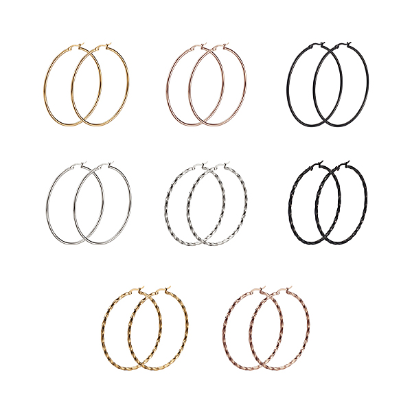 PandaHall Titanium Steel Hoop Earrings, Ring, Mixed Color, 60mm, 8pairs/set Titanium Steel Ring
PandaHall Titanium Steel Hoop Earrings, Ring, Mixed Color, 60mm, 8pairs/set Titanium Steel Ring