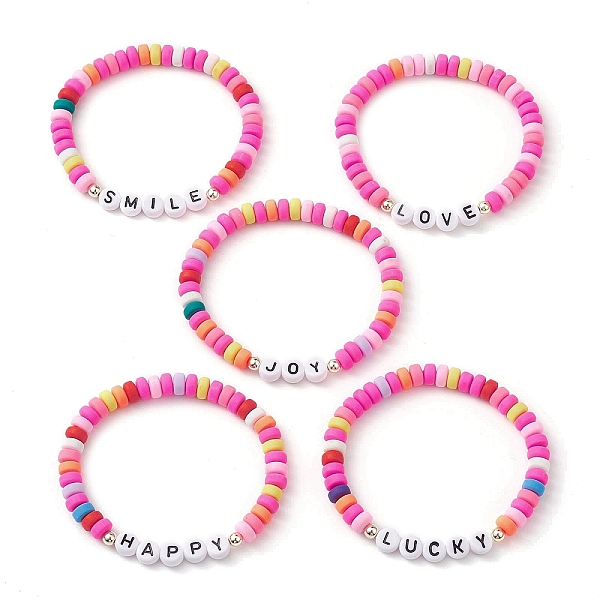 PandaHall 5Pcs 5 Styles Handmade Polymer Clay Beaded Stretch Bracelets, Word Acrylic Link Stackable Bracelets for Women, Mixed Color, Inner..., Multicolor
PandaHall 5Pcs 5 Styles Handmade Polymer Clay Beaded Stretch Bracelets, Word Acrylic Link Stackable Bracelets for Women, Mixed Color, Inner..., Multicolor