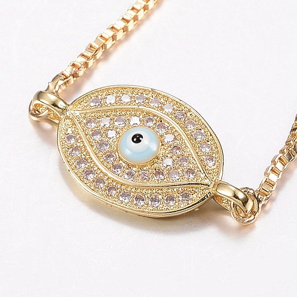 PandaHall Adjustable Brass Micro Pave Cubic Zirconia Bolo Bracelets, Slider Bracelets, with Brass Box Chains and Enamel, Oval with Eye..., Clear
PandaHall Adjustable Brass Micro Pave Cubic Zirconia Bolo Bracelets, Slider Bracelets, with Brass Box Chains and Enamel, Oval with Eye..., Clear