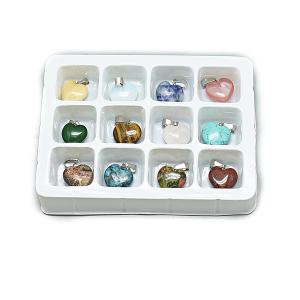 PandaHall Natural & Synthetic Mixed Stone Pendants, with Stainless Steel Snap On Bails, Heart, 18x16x7~8mm, Hole: 6x2.5mm, 12pcs/box Mixed...
PandaHall Natural & Synthetic Mixed Stone Pendants, with Stainless Steel Snap On Bails, Heart, 18x16x7~8mm, Hole: 6x2.5mm, 12pcs/box Mixed...