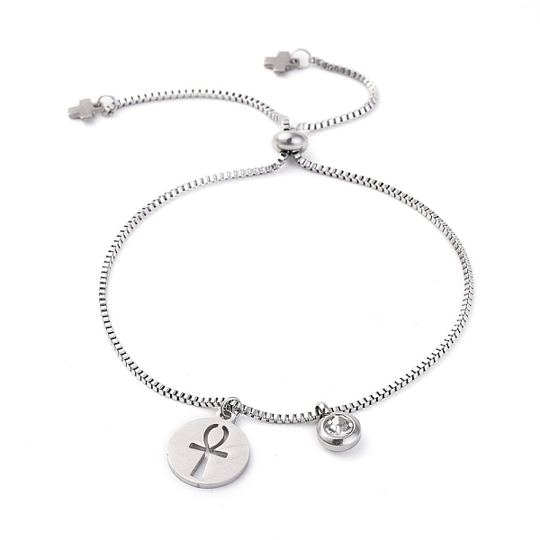 PandaHall 304 Stainless Steel Slider Bracelets, Charm Bracelets, with Rhinestone and Box Chains, Flat Round with Ankh Cross, Stainless Steel..., Clear
PandaHall 304 Stainless Steel Slider Bracelets, Charm Bracelets, with Rhinestone and Box Chains, Flat Round with Ankh Cross, Stainless Steel..., Clear
