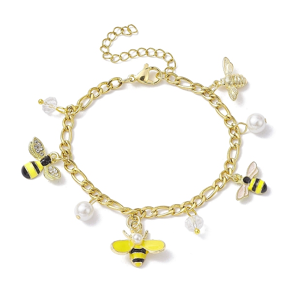 PandaHall Shell Pearl & Alloy Enamel Bees Charm Bracelet, with 304 Stainless Steel Figaro Chains, Golden, 6-3/4 inch(17.2cm) Shell Bees
PandaHall Shell Pearl & Alloy Enamel Bees Charm Bracelet, with 304 Stainless Steel Figaro Chains, Golden, 6-3/4 inch(17.2cm) Shell Bees