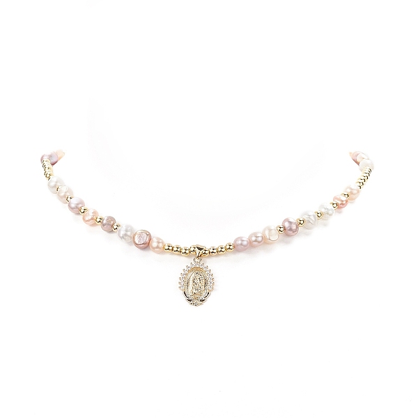 PandaHall Brass Virgin Mary Pendant Necklace with Natural Pearl Beaded Chains for Women, Colorful, 17.17 inch(43.6cm) Pearl
PandaHall Brass Virgin Mary Pendant Necklace with Natural Pearl Beaded Chains for Women, Colorful, 17.17 inch(43.6cm) Pearl