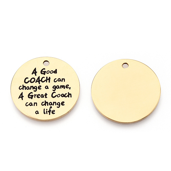 PandaHall 201 Stainless Steel Pendants, Flat Round with Word, Golden, 30x1.5mm, Hole: 2mm 201 Stainless Steel Flat Round
PandaHall 201 Stainless Steel Pendants, Flat Round with Word, Golden, 30x1.5mm, Hole: 2mm 201 Stainless Steel Flat Round
