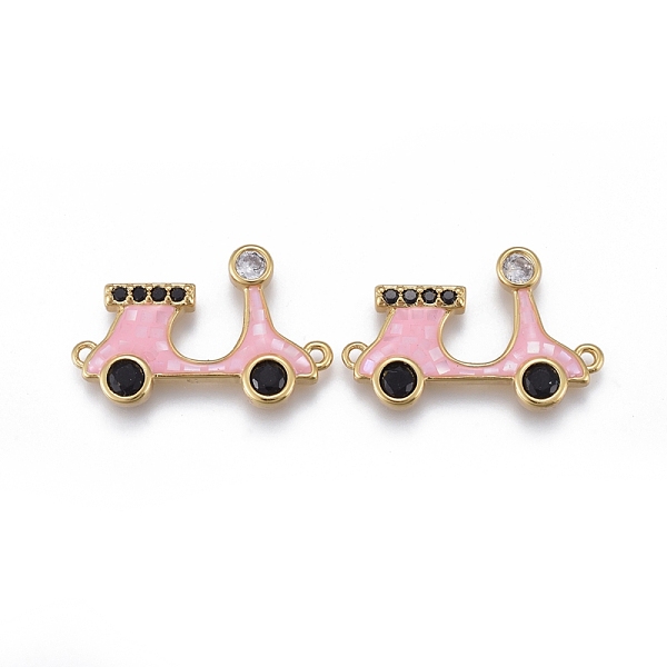 PandaHall Brass Micro Pave Cubic Zirconia Links, with Enamel & Natural Shell Slice, Long-Lasting Plated, Motorbike, Clear & Black, Golden..., Pink
PandaHall Brass Micro Pave Cubic Zirconia Links, with Enamel & Natural Shell Slice, Long-Lasting Plated, Motorbike, Clear & Black, Golden..., Pink