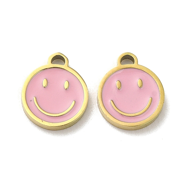 PandaHall Ion Plating(IP) 316L Surgical Stainless Steel Charms, with Enamel, Real 18K Gold Plated, Flat Round with Smiling Face Charm, Pink...
PandaHall Ion Plating(IP) 316L Surgical Stainless Steel Charms, with Enamel, Real 18K Gold Plated, Flat Round with Smiling Face Charm, Pink...
