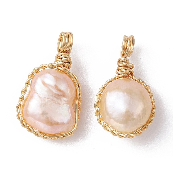 PandaHall Natural Cultured Freshwater Pearl Copper Wire Wrapped Pendants, Round Charms, Golden, Linen, 18.5~21x11~12x7.5~9.5mm, Hole: 3mm..., Brown
PandaHall Natural Cultured Freshwater Pearl Copper Wire Wrapped Pendants, Round Charms, Golden, Linen, 18.5~21x11~12x7.5~9.5mm, Hole: 3mm..., Brown