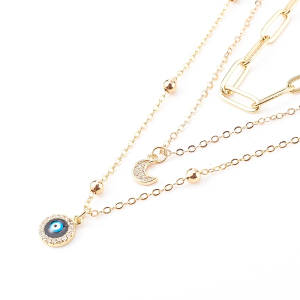PandaHall Brass Micro Pave Clear Cubic Zirconia Pendant Necklaces & Paperclip Chain Necklaces Set, with Enamel, Evil Eye & Moon, Golden...
PandaHall Brass Micro Pave Clear Cubic Zirconia Pendant Necklaces & Paperclip Chain Necklaces Set, with Enamel, Evil Eye & Moon, Golden...