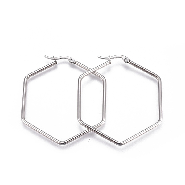 PandaHall 201 Stainless Steel Hoop Earrings, with 304 Stainless Steel Pin, Hexagon, Stainless Steel Color, 12 Gauge, 45x40.5x2mm, Pin: 0.8mm...
PandaHall 201 Stainless Steel Hoop Earrings, with 304 Stainless Steel Pin, Hexagon, Stainless Steel Color, 12 Gauge, 45x40.5x2mm, Pin: 0.8mm...