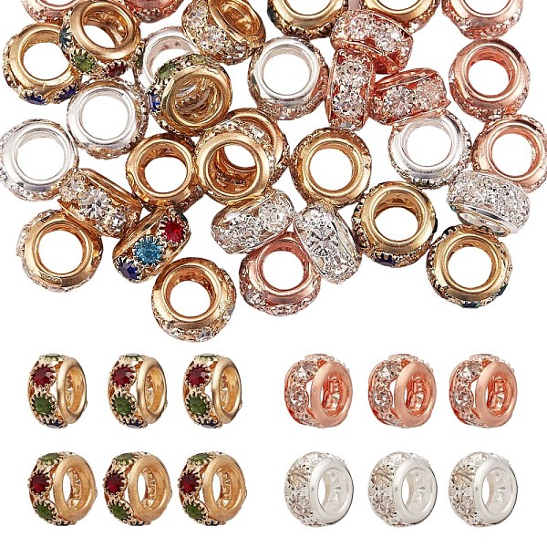 PandaHall 40Pcs 4 Colors Brass Spacer Beads, with Mixed Color Rhinestones, Rondelle, Mixed Color, 10x6mm, about 10pcs/color Brass+Rhinestone..., Multicolor
PandaHall 40Pcs 4 Colors Brass Spacer Beads, with Mixed Color Rhinestones, Rondelle, Mixed Color, 10x6mm, about 10pcs/color Brass+Rhinestone..., Multicolor