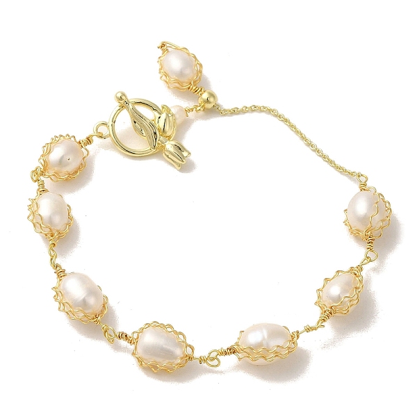 PandaHall Natural Pearl Beaded Bracelets, Brass Wire Wrapped Bracelet with Flower Clasps, Real 14K Gold Plated, 7-3/8 inch(18.8cm) Pearl...
PandaHall Natural Pearl Beaded Bracelets, Brass Wire Wrapped Bracelet with Flower Clasps, Real 14K Gold Plated, 7-3/8 inch(18.8cm) Pearl...