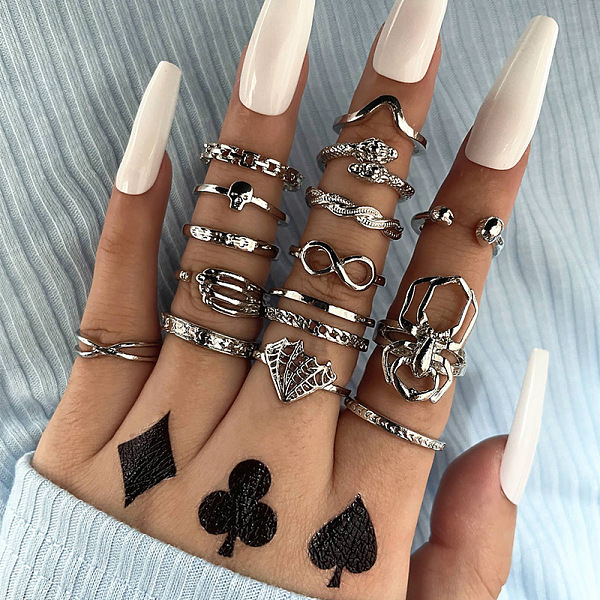 PandaHall 15Pcs 15 Style Skull & Infinity & Snake & Criss Cross & Spider Alloy Finger Rings Set, Gothic Stackable Rings for Halloween...
PandaHall 15Pcs 15 Style Skull & Infinity & Snake & Criss Cross & Spider Alloy Finger Rings Set, Gothic Stackable Rings for Halloween...