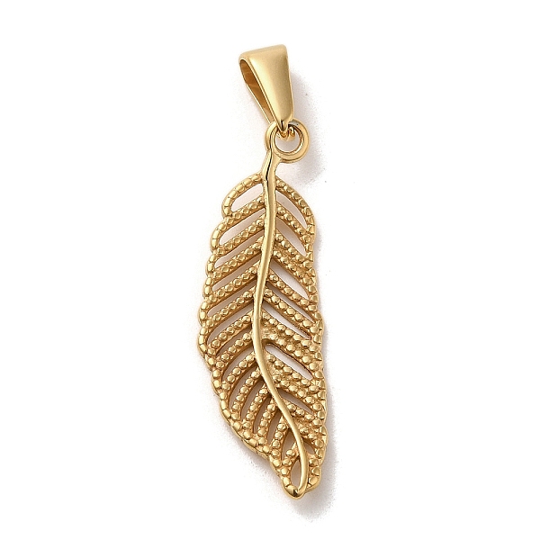 PandaHall Vacuum Plating 304 Stainless Steel Pendants, Feather Charm, Golden, 33x10.5x2mm, Hole: 3x7mm 304 Stainless Steel Feather
PandaHall Vacuum Plating 304 Stainless Steel Pendants, Feather Charm, Golden, 33x10.5x2mm, Hole: 3x7mm 304 Stainless Steel Feather