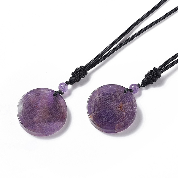 PandaHall Natural Amethyst Flat Round with Flower of Life Pendant Necklace with Nylon Cord for Women, 25.59~27.95 inch(65~71cm) Amethyst
PandaHall Natural Amethyst Flat Round with Flower of Life Pendant Necklace with Nylon Cord for Women, 25.59~27.95 inch(65~71cm) Amethyst