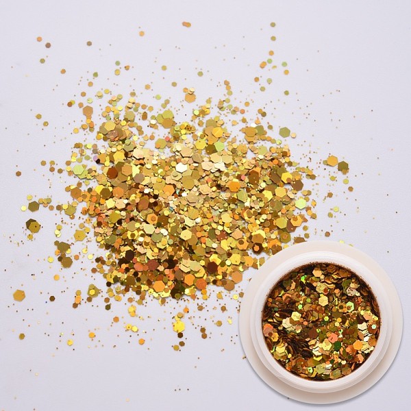 PandaHall Shiny Nail Art Glitter Flakes, Hexagon Chunky Sequins, DIY Sparkly Paillette Tips Nail, Goldenrod, 0.1~3x0.1~3mm, about 1g/box..., Gold
PandaHall Shiny Nail Art Glitter Flakes, Hexagon Chunky Sequins, DIY Sparkly Paillette Tips Nail, Goldenrod, 0.1~3x0.1~3mm, about 1g/box..., Gold