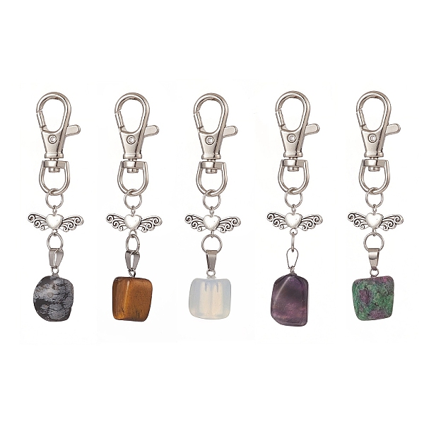 PandaHall Natural & Synthetic Mixed Gemstone Pendants Decorations, with Alloy Heart Wing & Swivel Lobster Claw Clasps, 85.5~87mm Mixed...
PandaHall Natural & Synthetic Mixed Gemstone Pendants Decorations, with Alloy Heart Wing & Swivel Lobster Claw Clasps, 85.5~87mm Mixed...