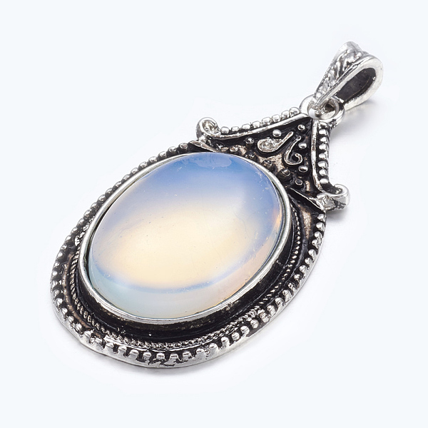 PandaHall Opalite Big Pendants, with Alloy Findings, Antique Silver Color, Oval, White, Size: about 29mm wide, 56mm long, 11mm thick, hole..., Pink
PandaHall Opalite Big Pendants, with Alloy Findings, Antique Silver Color, Oval, White, Size: about 29mm wide, 56mm long, 11mm thick, hole..., Pink