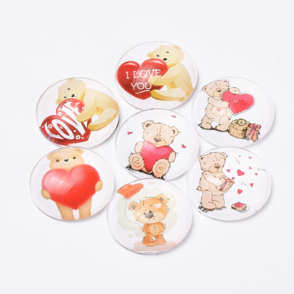 PandaHall Printed Glass Flat Back Cabochons, Dome/Half Round, Bear with Heart Pattern, Mixed Color, 18x5mm Glass Half Round Multicolor
PandaHall Printed Glass Flat Back Cabochons, Dome/Half Round, Bear with Heart Pattern, Mixed Color, 18x5mm Glass Half Round Multicolor