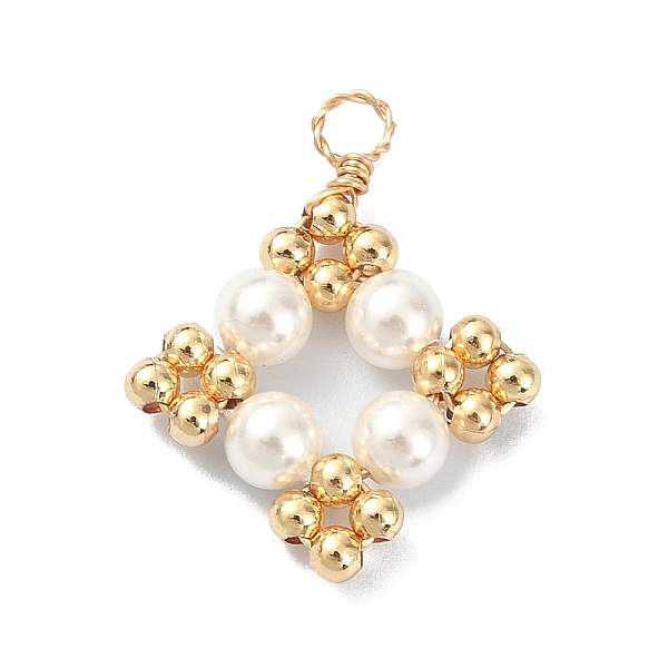 PandaHall Shell Pearl Pendants with Brass Round Beads, Rhombus Charms, Golden, 22x17x4mm, Hole: 3mm Freshwater Shell Rhombus
PandaHall Shell Pearl Pendants with Brass Round Beads, Rhombus Charms, Golden, 22x17x4mm, Hole: 3mm Freshwater Shell Rhombus