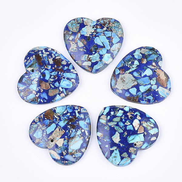 PandaHall Assembled Synthetic Imperial Jasper and Natural Lapis Lazuli Pendants, Dyed, Heart, Blue, 38.5~39.5x40~40.5x7~7.5mm, Hole: 1.4mm...
PandaHall Assembled Synthetic Imperial Jasper and Natural Lapis Lazuli Pendants, Dyed, Heart, Blue, 38.5~39.5x40~40.5x7~7.5mm, Hole: 1.4mm...