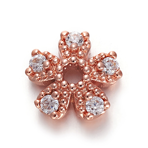 PandaHall Brass Micro Pave Cubic Zirconia Bead Cap, 5-Petal, Flower, Clear, Rose Gold, 8x8x3mm, Hole: 1.4mm Brass+Cubic Zirconia Clear
PandaHall Brass Micro Pave Cubic Zirconia Bead Cap, 5-Petal, Flower, Clear, Rose Gold, 8x8x3mm, Hole: 1.4mm Brass+Cubic Zirconia Clear