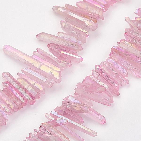 PandaHall Electroplated Natural Quartz Stick Bead Strands, Dyed, Irregular Strip, Pink, 11.5~32x2~6mm, Hole: 1mm, about 38~40pcs/strand, 7.8...
PandaHall Electroplated Natural Quartz Stick Bead Strands, Dyed, Irregular Strip, Pink, 11.5~32x2~6mm, Hole: 1mm, about 38~40pcs/strand, 7.8...