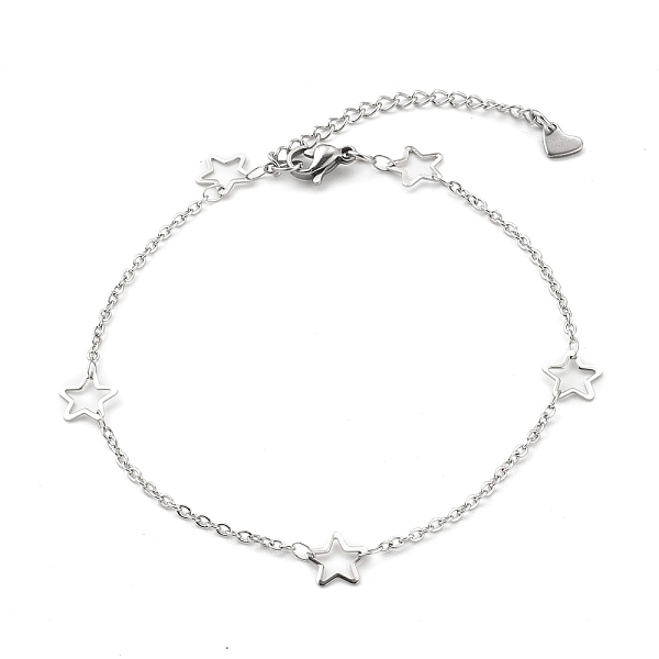 PandaHall 304 Stainless Steel Cable Chain Anklets, with Star Links and Lobster Claw Clasps, Stainless Steel Color, 9-1/8 inch(23.2cm)...
PandaHall 304 Stainless Steel Cable Chain Anklets, with Star Links and Lobster Claw Clasps, Stainless Steel Color, 9-1/8 inch(23.2cm)...
