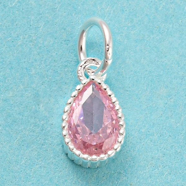 PandaHall 925 Sterling Silver Birthstone Charms, with Single Cubic Zirconia, Faceted Teardrop, Silver, Pink, 8.5x5x3mm, Hole: 3mm Cubic...
PandaHall 925 Sterling Silver Birthstone Charms, with Single Cubic Zirconia, Faceted Teardrop, Silver, Pink, 8.5x5x3mm, Hole: 3mm Cubic...